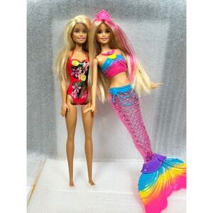 Barbie Mermaid Doll with Working Lights and Friend Swimsuit Beach Play Set